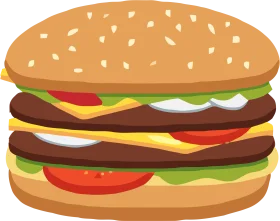 Delicious Double-Patty Cheeseburger Realistic Food Clipart Illustration
