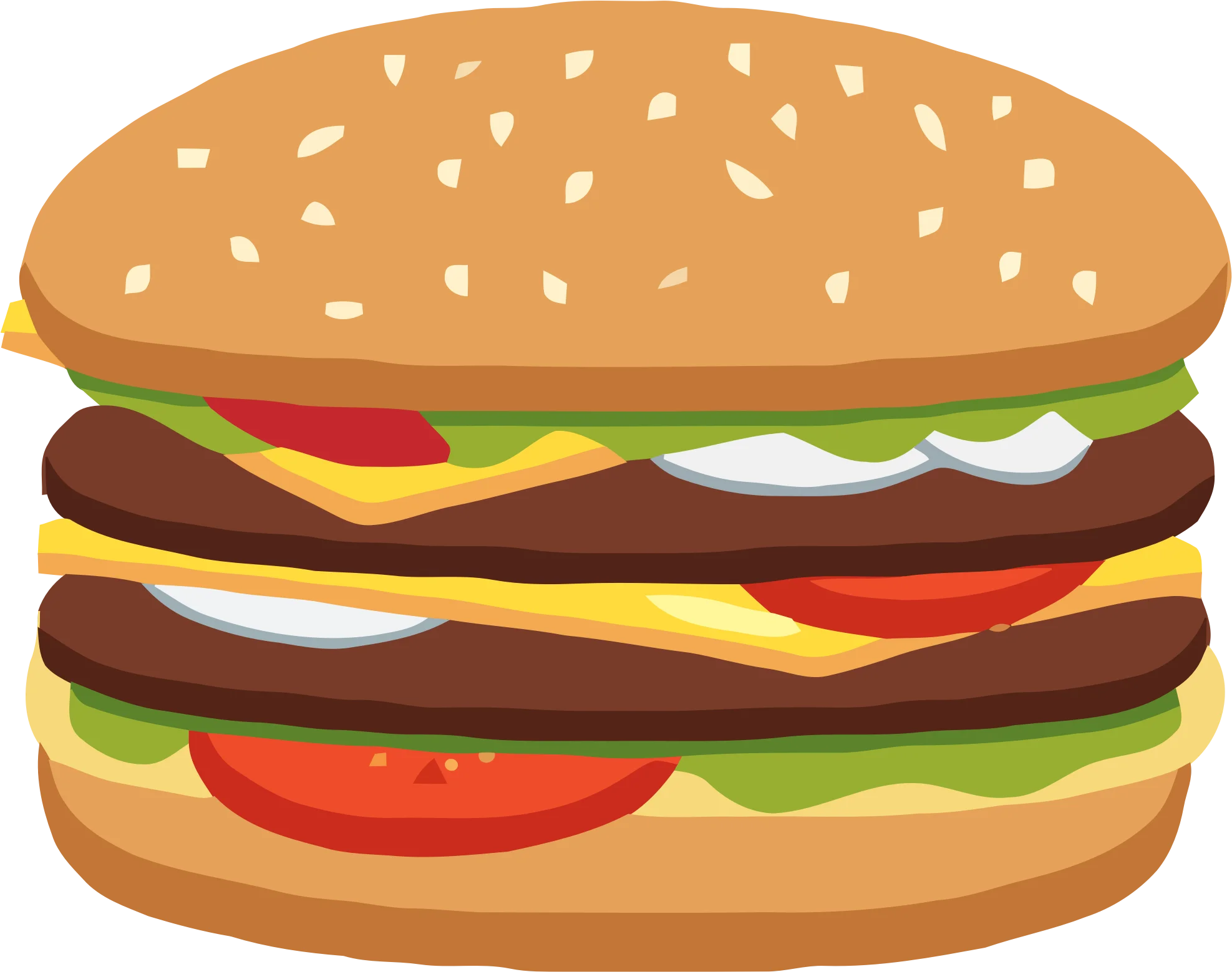 Delicious Double-Patty Cheeseburger Realistic Food Clipart Illustration