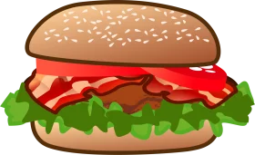 Deliciously Illustrated Cheeseburger Clipart with Sesame Seed Bun and Fresh Ingredients