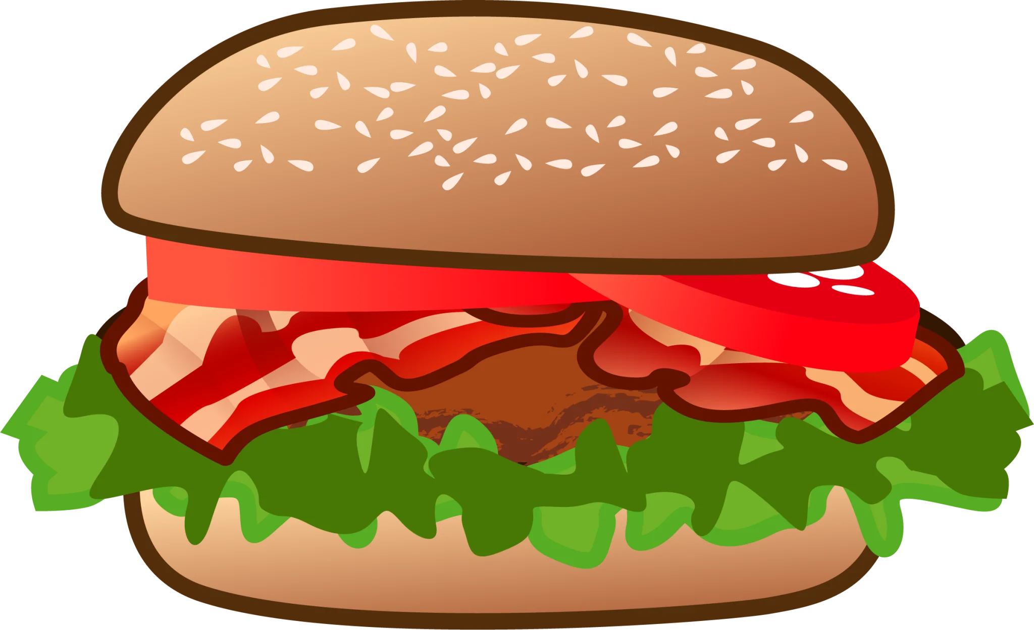 Deliciously Illustrated Cheeseburger Clipart with Sesame Seed Bun and Fresh Ingredients