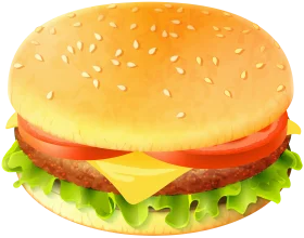 Deliciously Illustrated Classic Cheeseburger Clipart with Fresh Ingredients