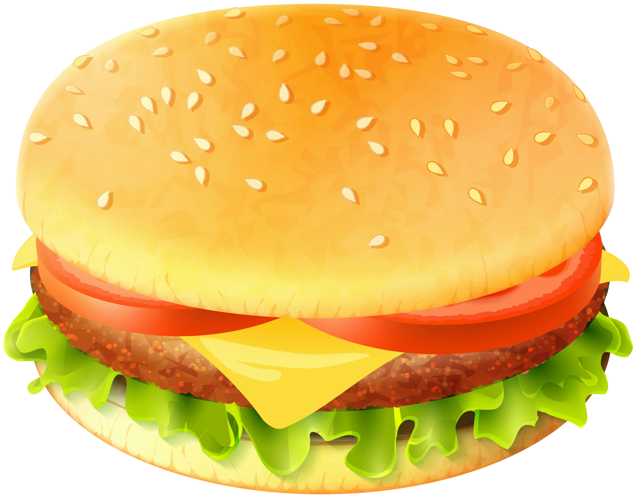 Deliciously Illustrated Classic Cheeseburger Clipart with Fresh Ingredients