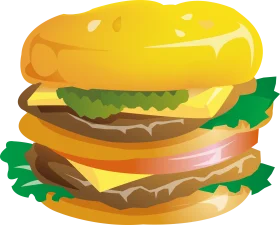 Deliciously Layered Classic Cheeseburger Clipart Illustration with Fresh Ingredients