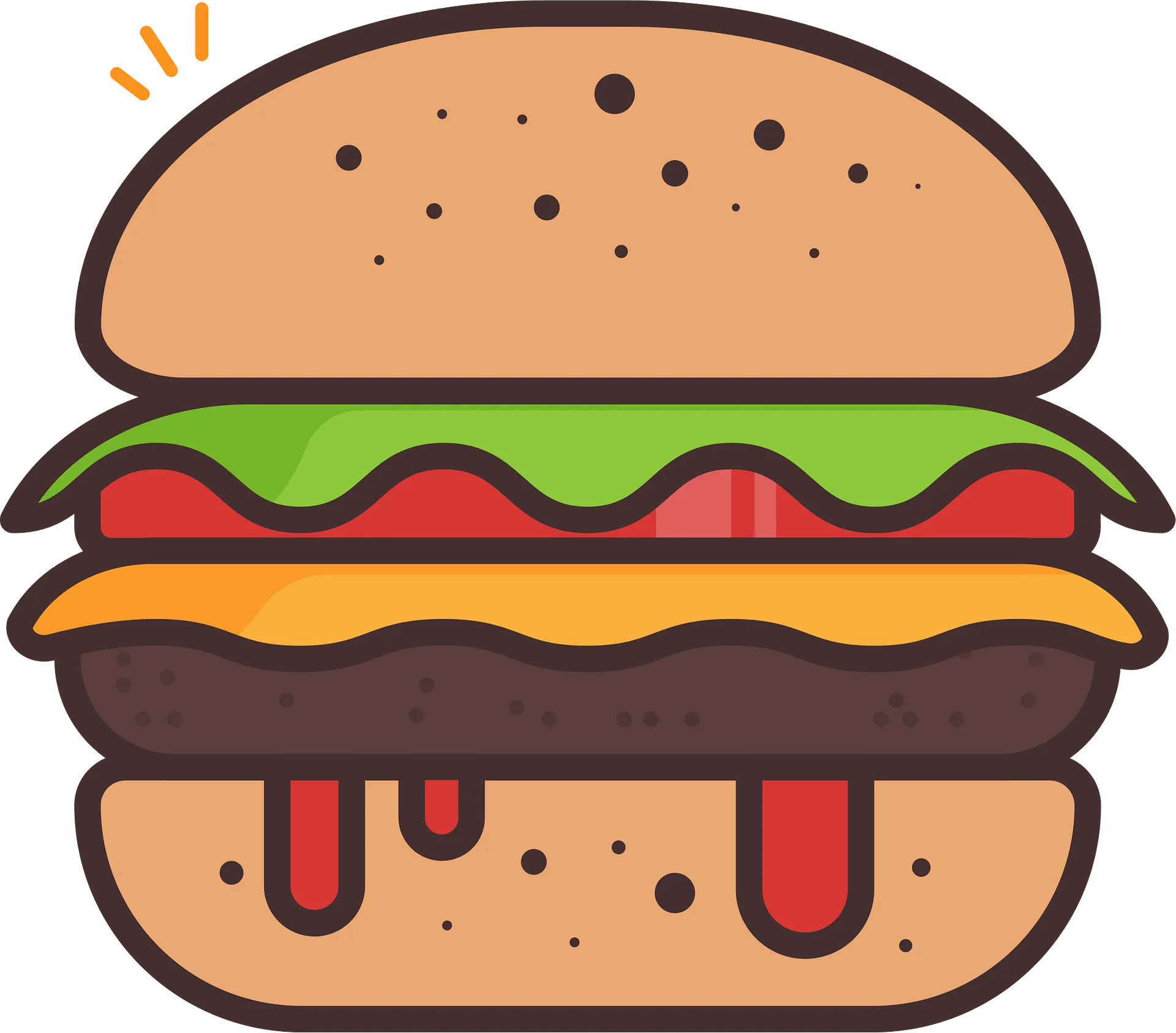 Deliciously Stylized Cheeseburger Clipart: A Colorful Graphic Design Illustration