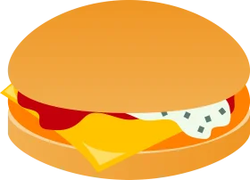 Delightful Cheeseburger Clipart with Melting Cheese and Bright Color Palette