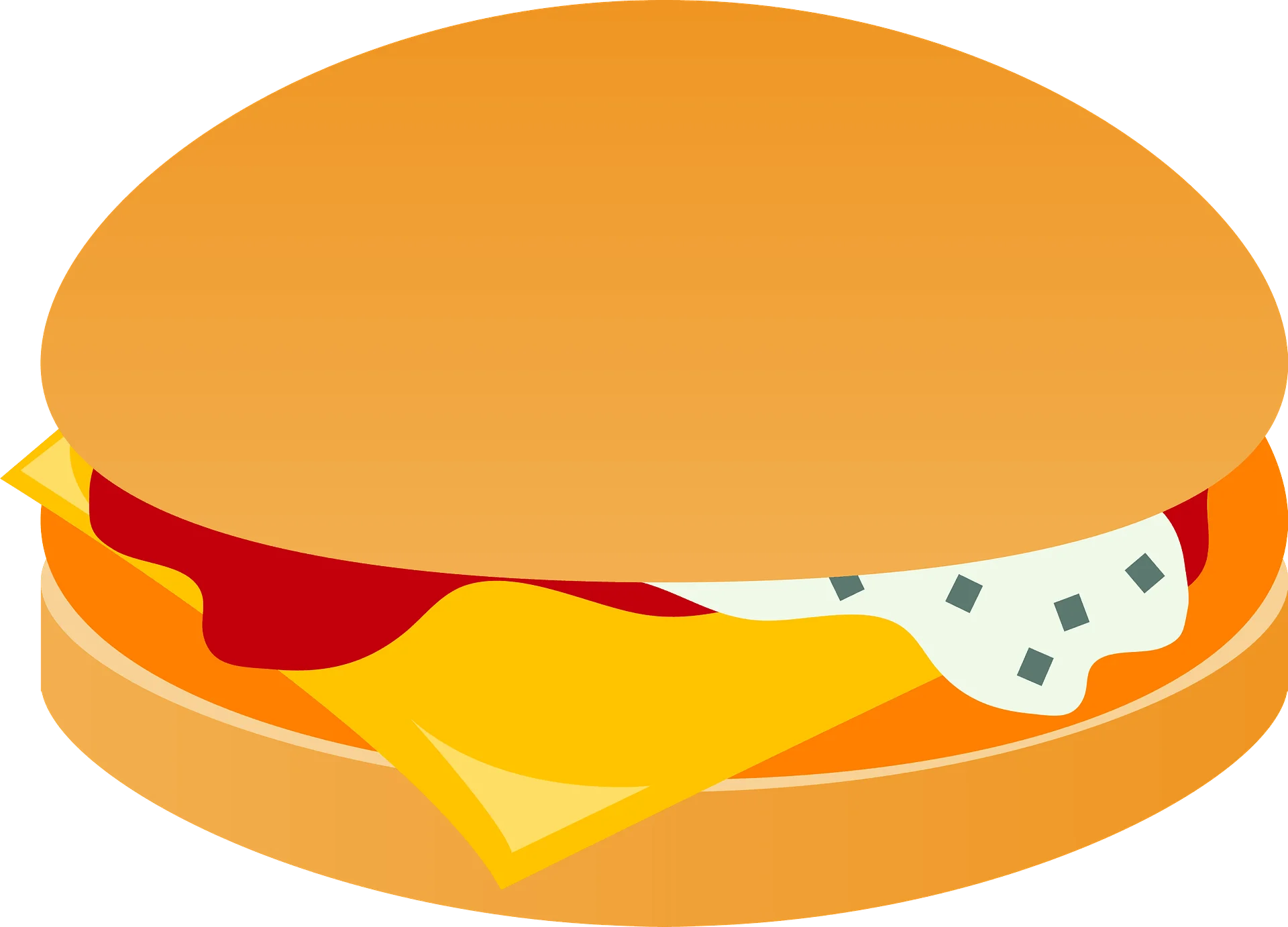 Delightful Cheeseburger Clipart with Melting Cheese and Bright Color Palette