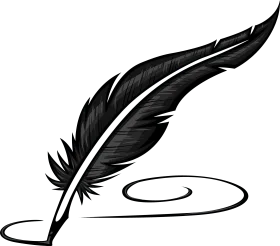 Elegant Black Feather Quill Pen Clipart - Classic Writing Instrument Illustration