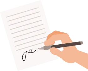 Elegant Hand Crafting Signature with Pencil on Lined Paper Clipart Illustration