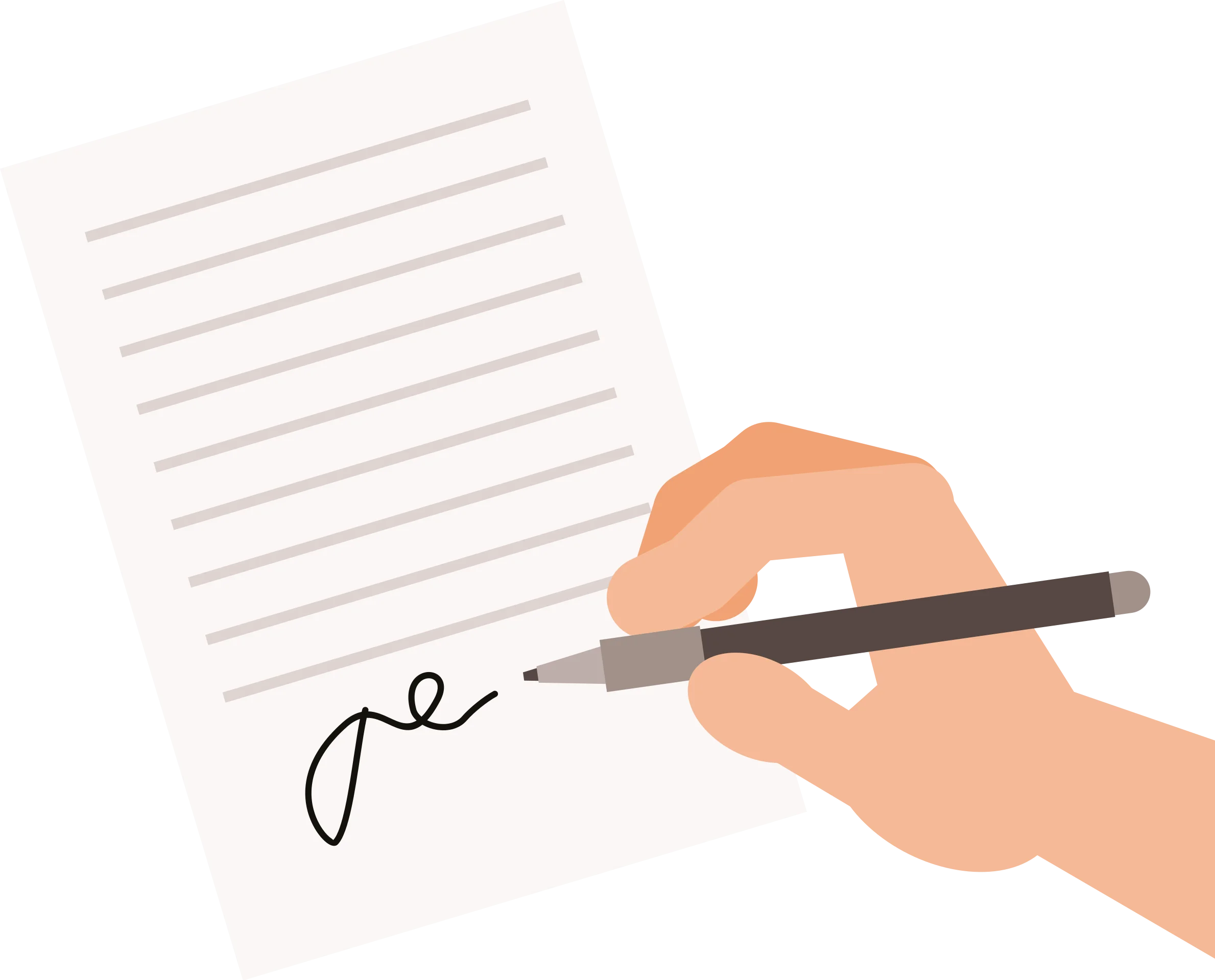 Elegant Hand Crafting Signature with Pencil on Lined Paper Clipart Illustration
