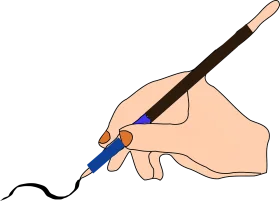 Elegant Hand Holding Calligraphy Pen Creating Smooth Artistic Clipart Line