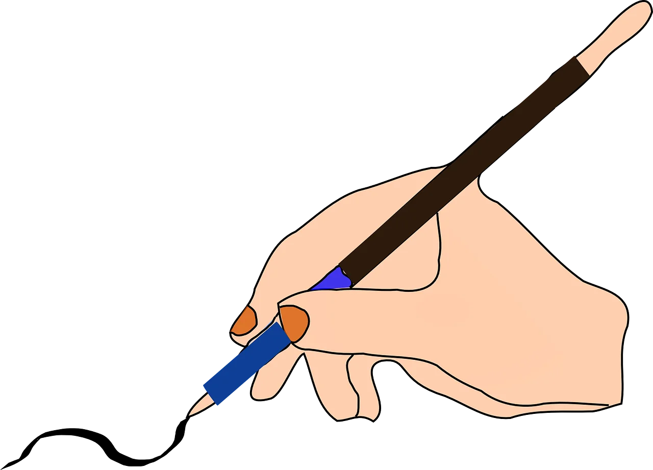 Elegant Hand Holding Calligraphy Pen Creating Smooth Artistic Clipart Line
