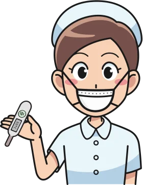 Friendly Nurse Healthcare Professional with Thermometer Cartoon Clipart Illustration