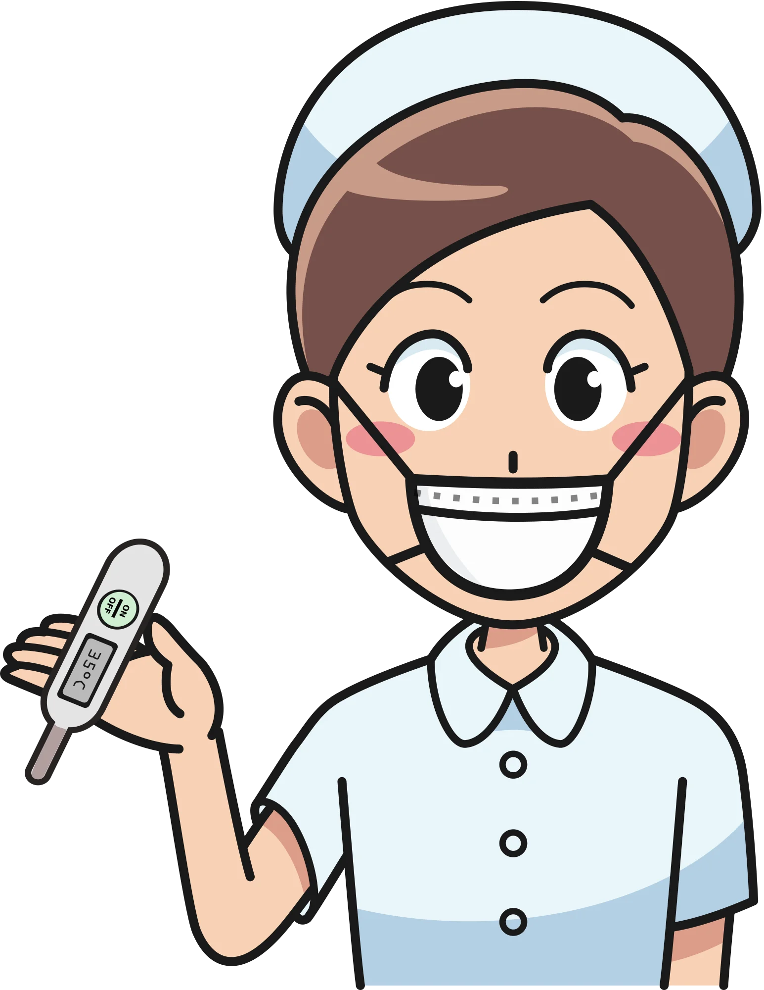 Friendly Nurse Healthcare Professional with Thermometer Cartoon Clipart Illustration