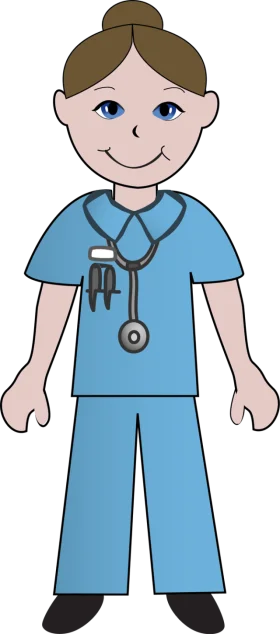 Friendly Pediatric Nurse Stick Figure Clipart with Warm Smile and Medical Attire