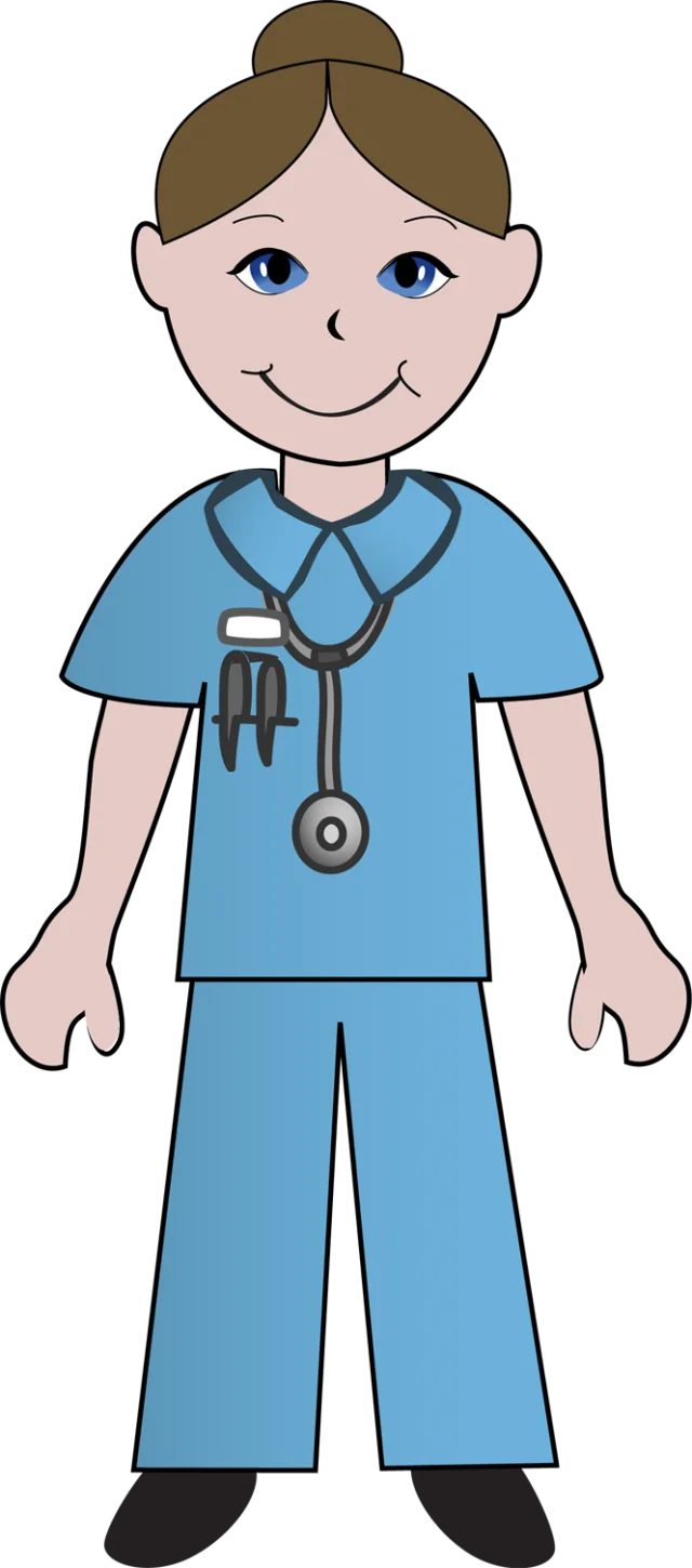 Friendly Pediatric Nurse Stick Figure Clipart with Warm Smile and Medical Attire
