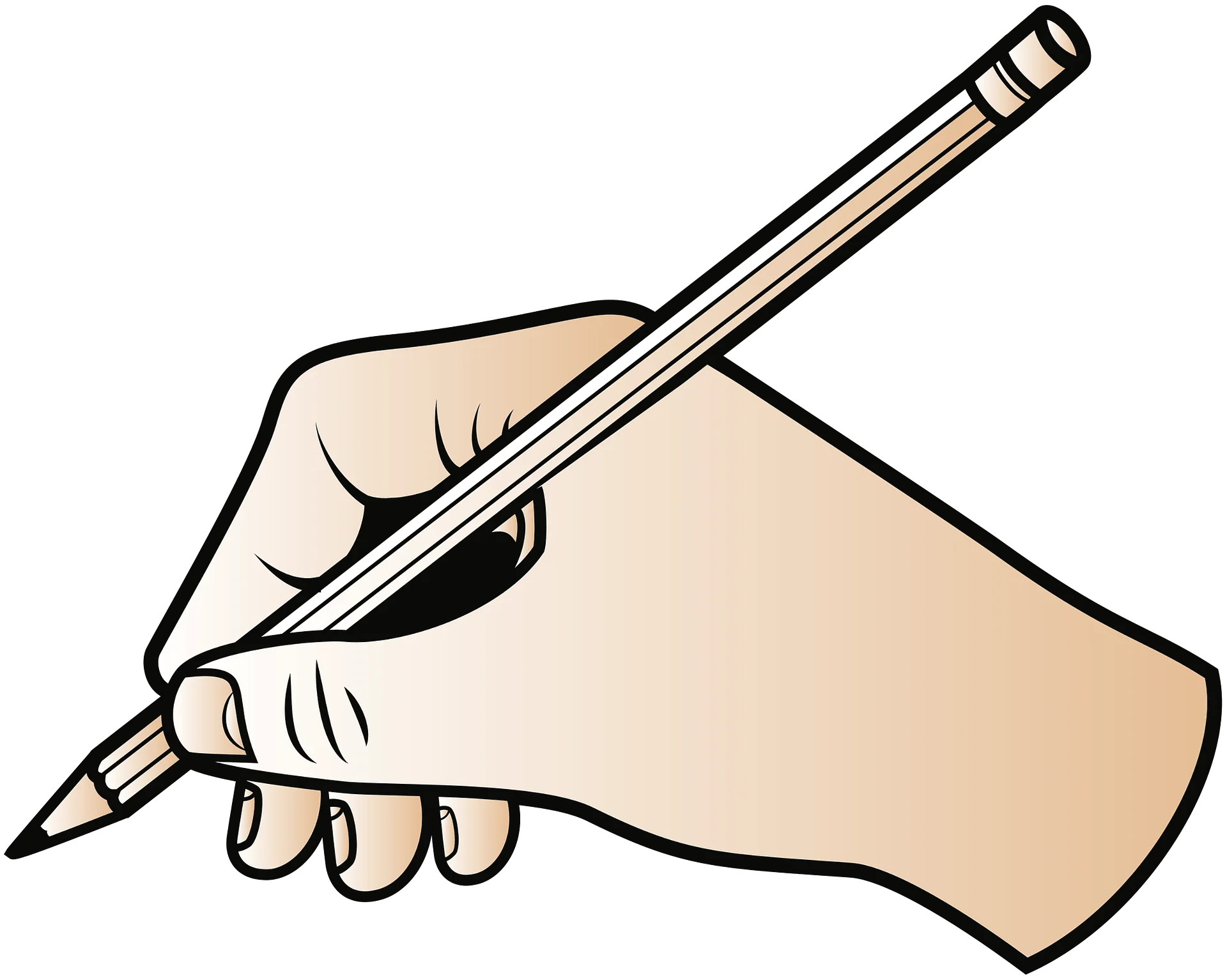 Hand Holding Pencil Writing Clipart - Creative Sketching Illustration