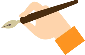 Hand Holding Vintage Fountain Pen Calligraphy Writing Clipart Illustration