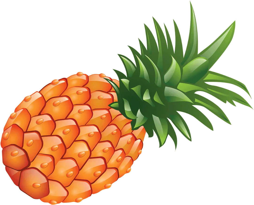 Juicy Orange and Green Tropical Pineapple Fruit Clipart Design Element