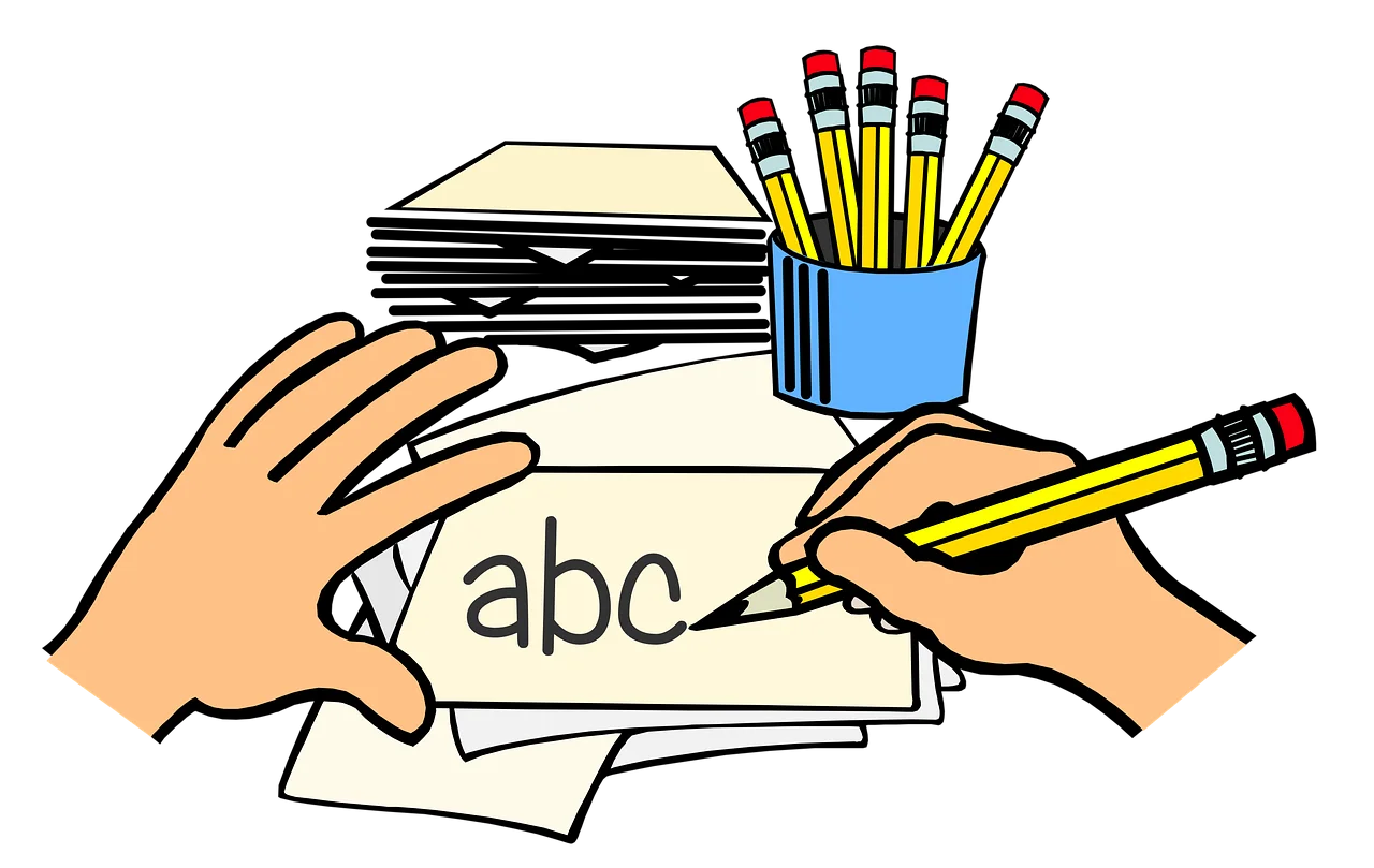 Learning Essentials: School Stationery and Writing Practice Clipart Illustration