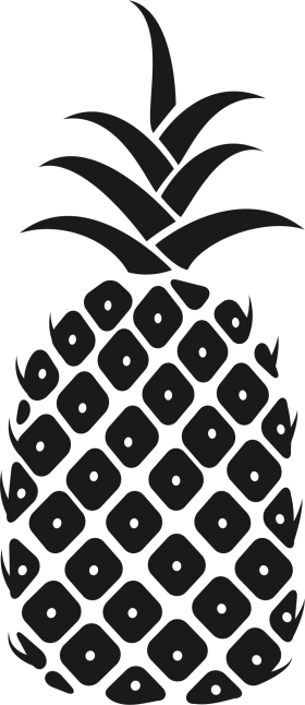 Minimalist Black and White Pineapple Clipart with Geometric Precision Design