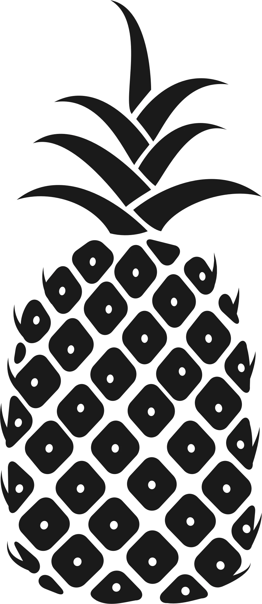 Minimalist Black and White Pineapple Clipart with Geometric Precision Design