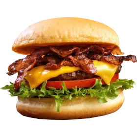 Mouthwatering Bacon Cheeseburger Clipart with Crispy Layers and Melted Cheese