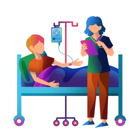 Professional Healthcare Illustration: Compassionate Nurse Providing Patient Care Clipart