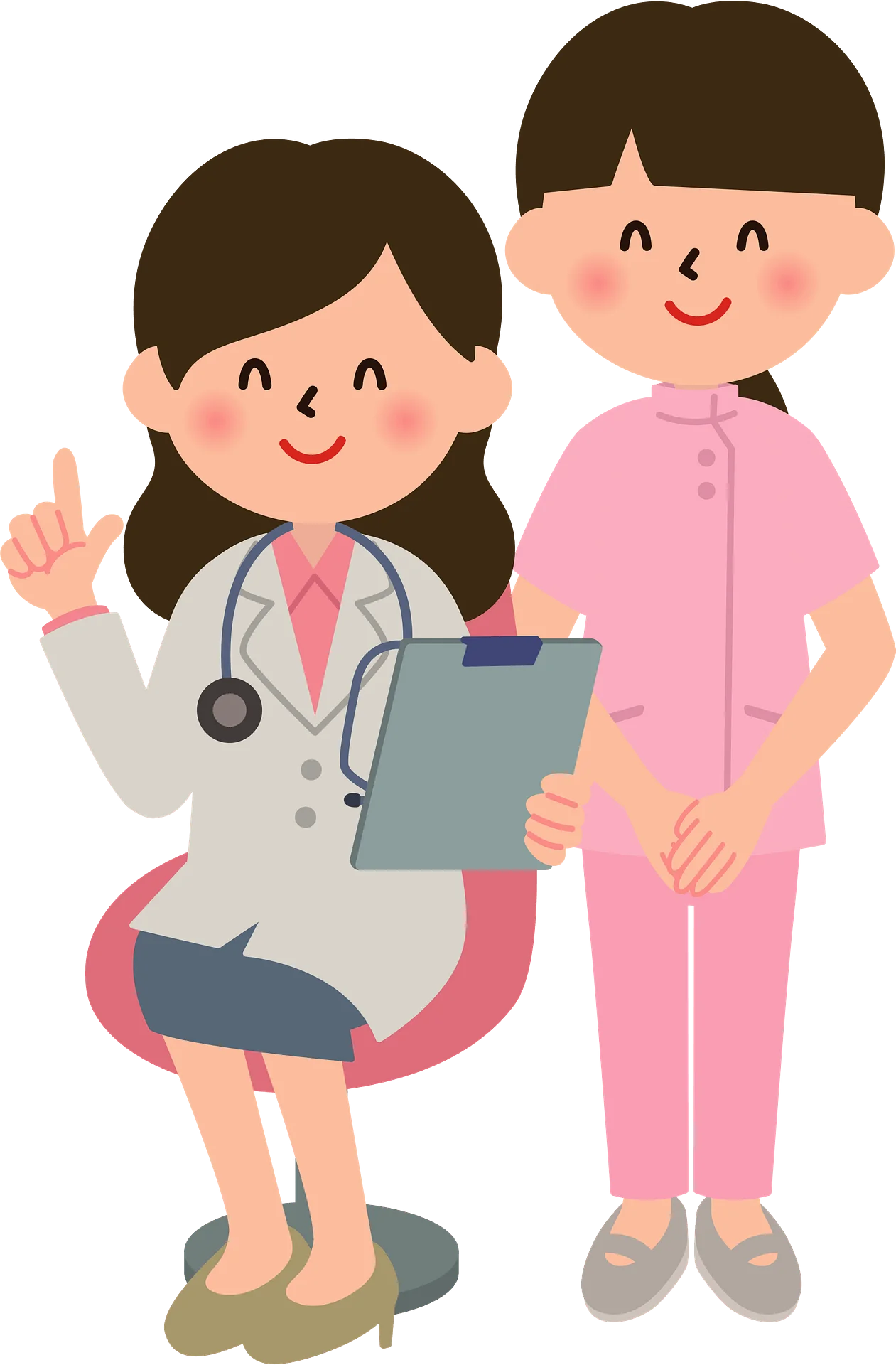 Professional Healthcare Team Clipart: Doctor and Nurse Illustration for Medical Graphics