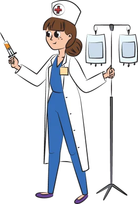 Professional Nurse Clipart Illustration: Healthcare Worker with Medical Equipment