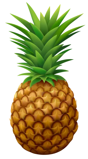 Realistic Golden-Brown Pineapple Clipart with Lush Green Spiky Leaves