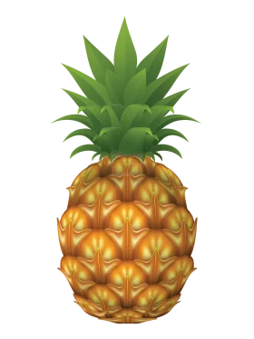 Realistic Golden Pineapple Clipart with Lush Green Leafy Crown