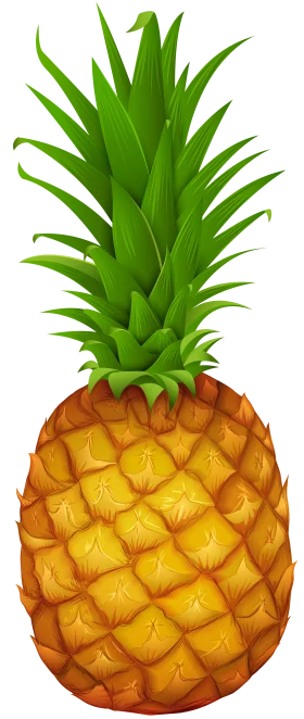 Realistic Tropical Pineapple Clipart with Detailed Golden-Green Texture