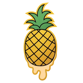 Stylized Tropical Pineapple Clipart with Playful Melting Design Element