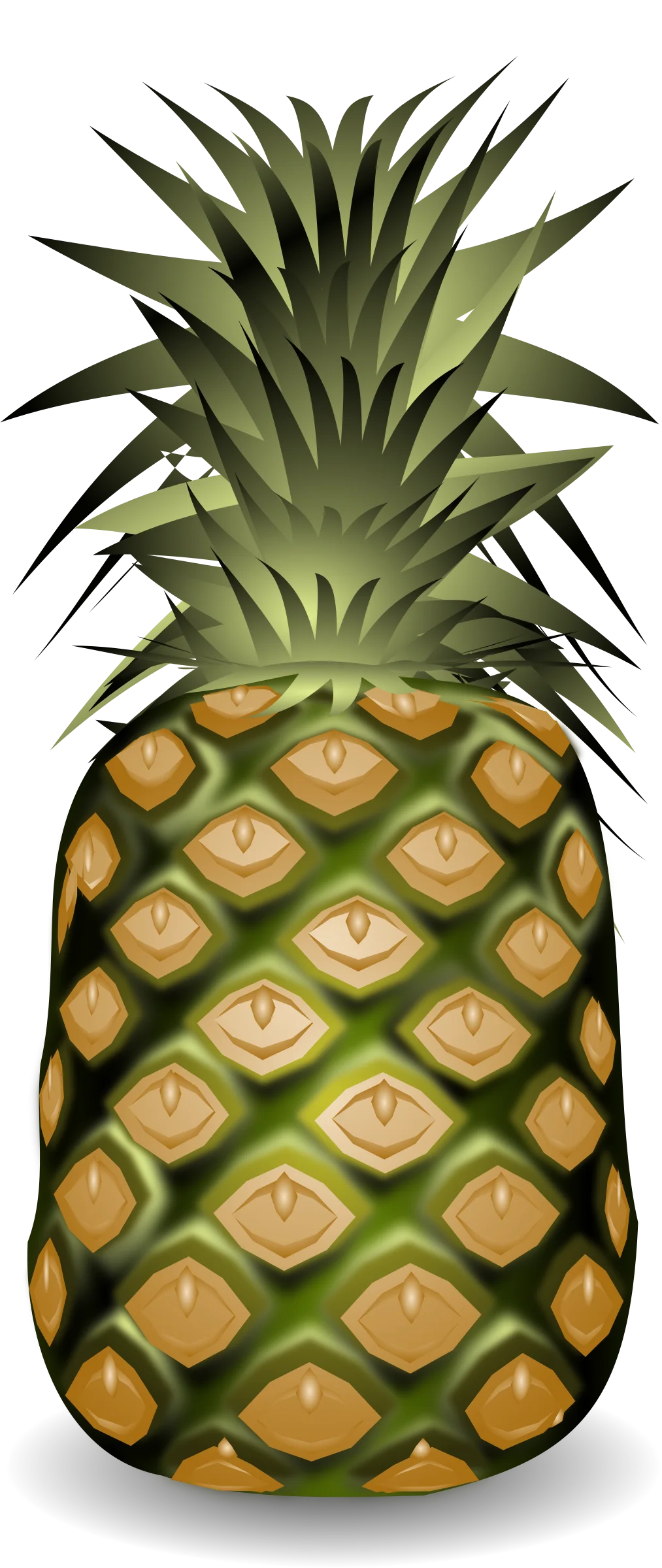 Stylized Tropical Pineapple Fruit Clipart with Geometric Diamond Pattern Design