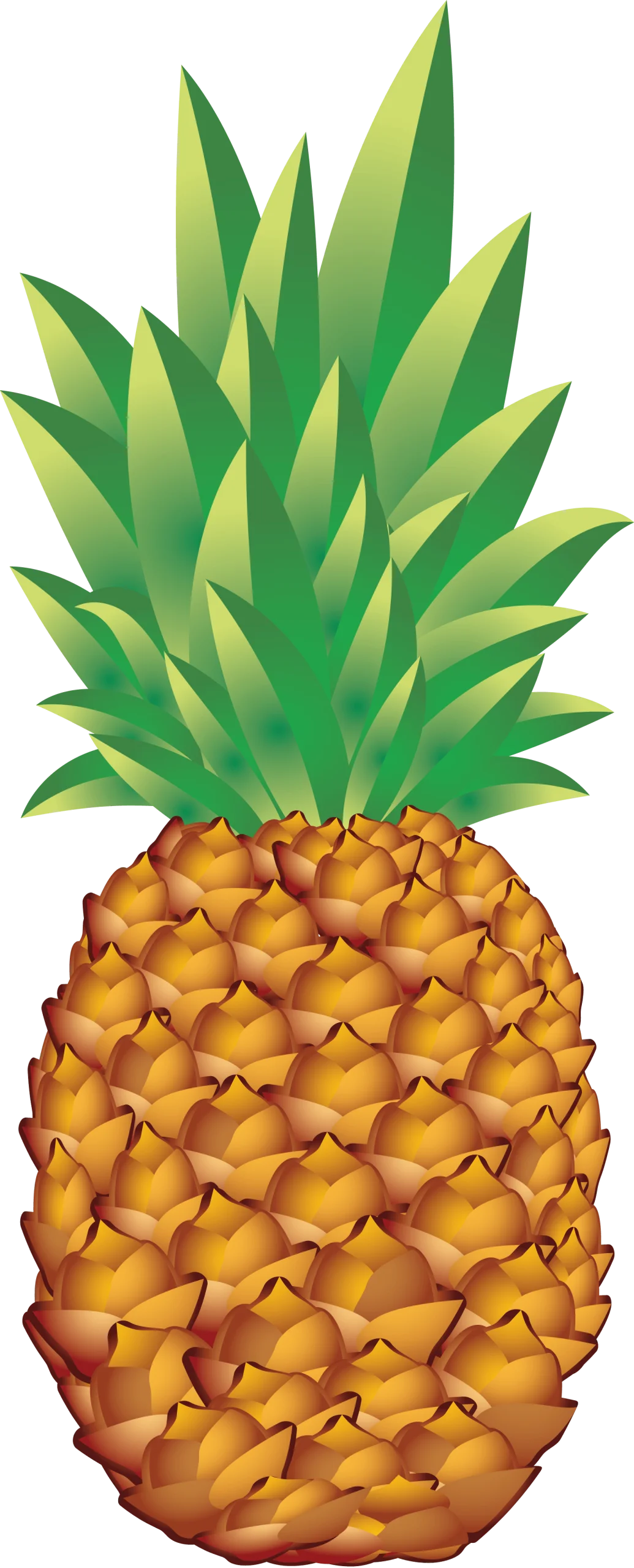 Tropical Sunshine Pineapple Clipart: A Luscious Golden Fruit with Verdant Leafy Crown