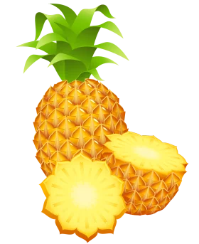 Tropical Sunshine Pineapple Clipart: Juicy Golden Fruit with Fresh Green Leaves