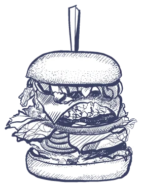 Vintage Hand-Drawn Multilayered Burger Clipart with Intricate Sketch Details