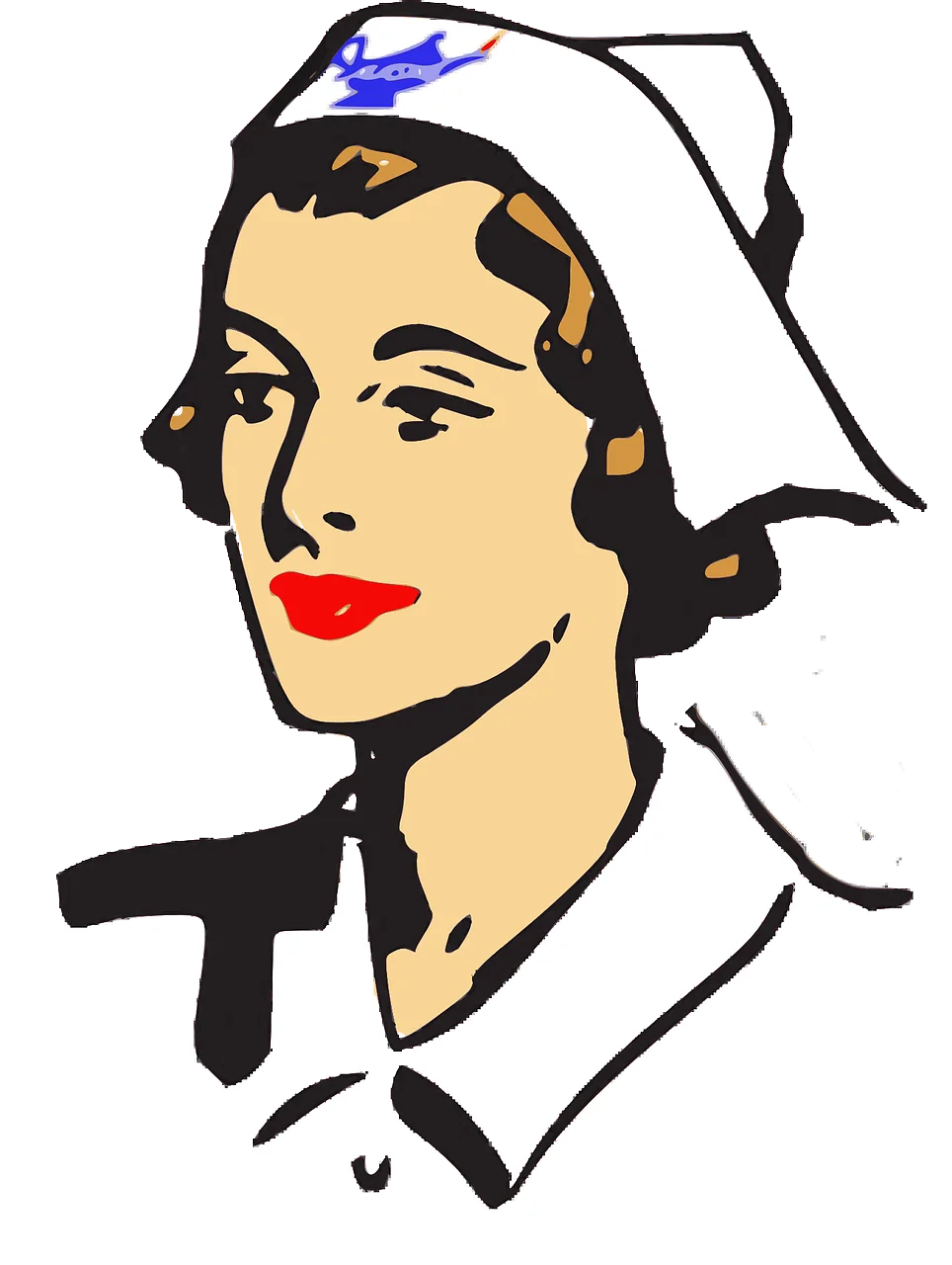 Vintage Retro Nurse Clipart Illustration with Classic White Cap and Uniform