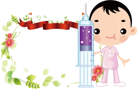 Adorable Pediatric Nurse Clipart with Floral Watercolor Background and Medical Equipment