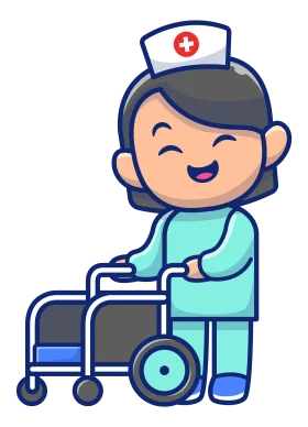 Cheerful Nurse Clipart: Caring Professional with Walker Healthcare Illustration