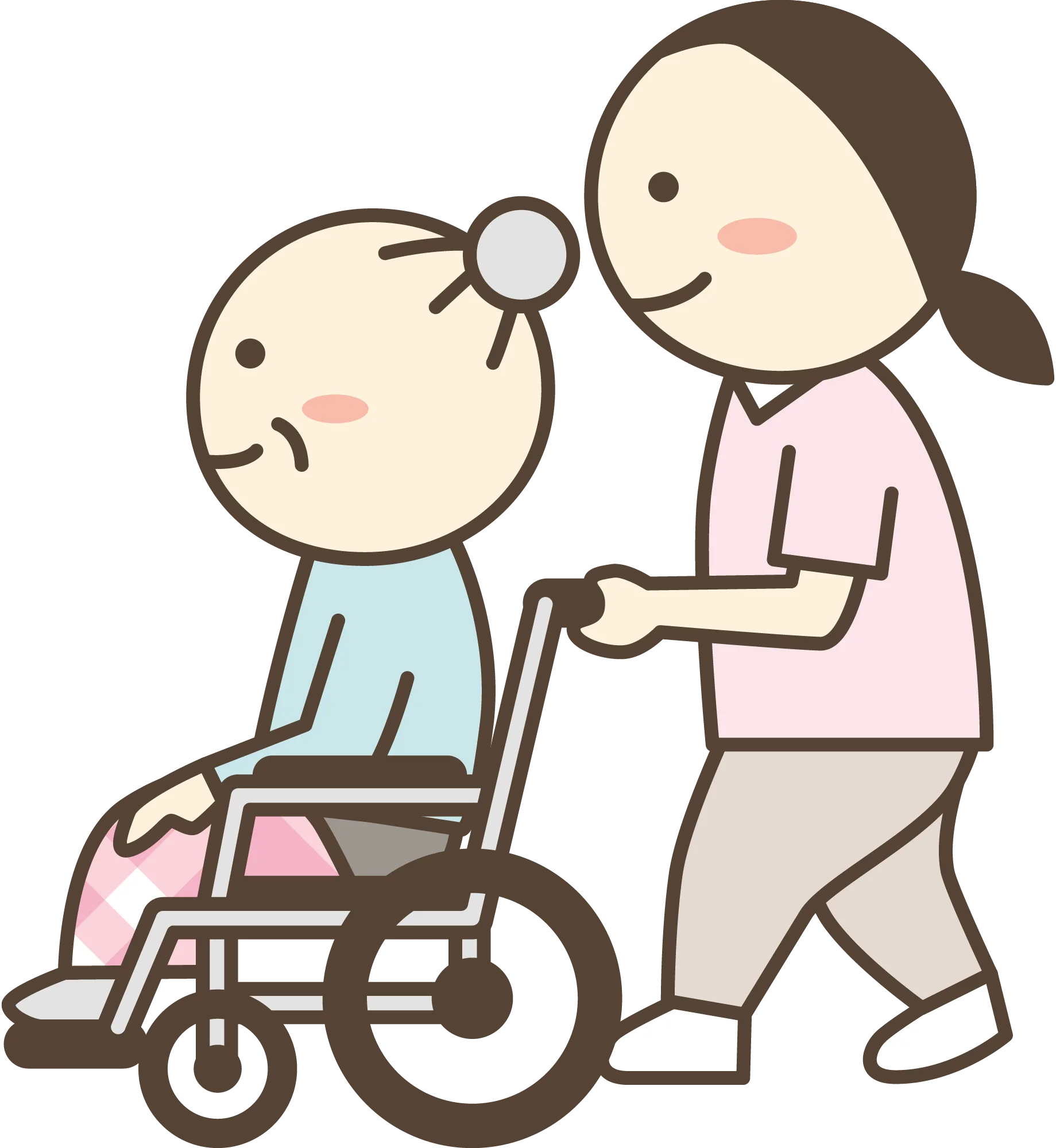 Compassionate Care Clipart: Nurse Assisting Elderly Patient in Wheelchair