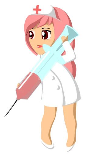 Cute Cartoon Nurse with Large Syringe Healthcare Professional Clipart Illustration
