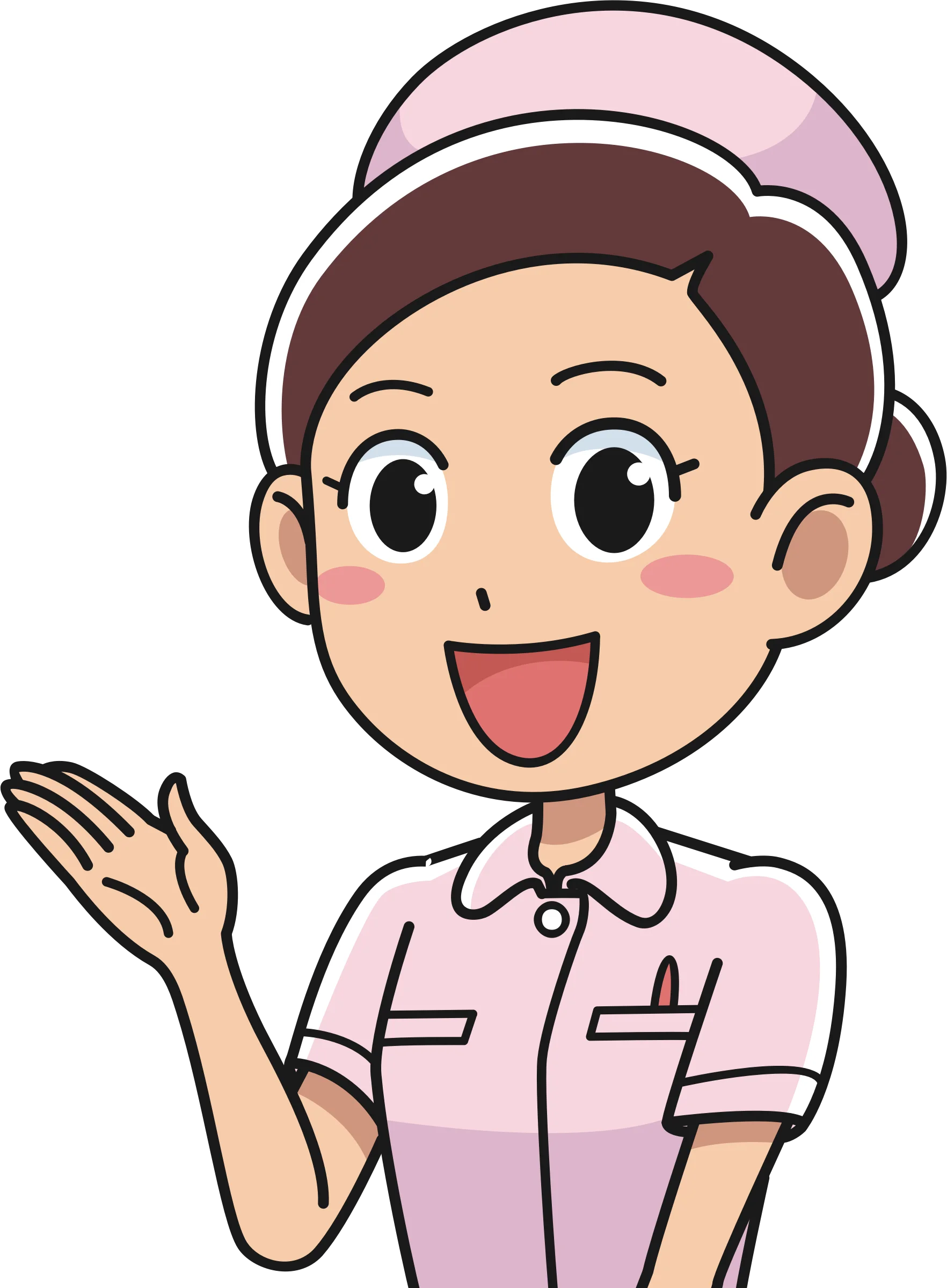 Friendly Nurse Clipart Illustration: Cheerful Healthcare Professional in Pink Uniform