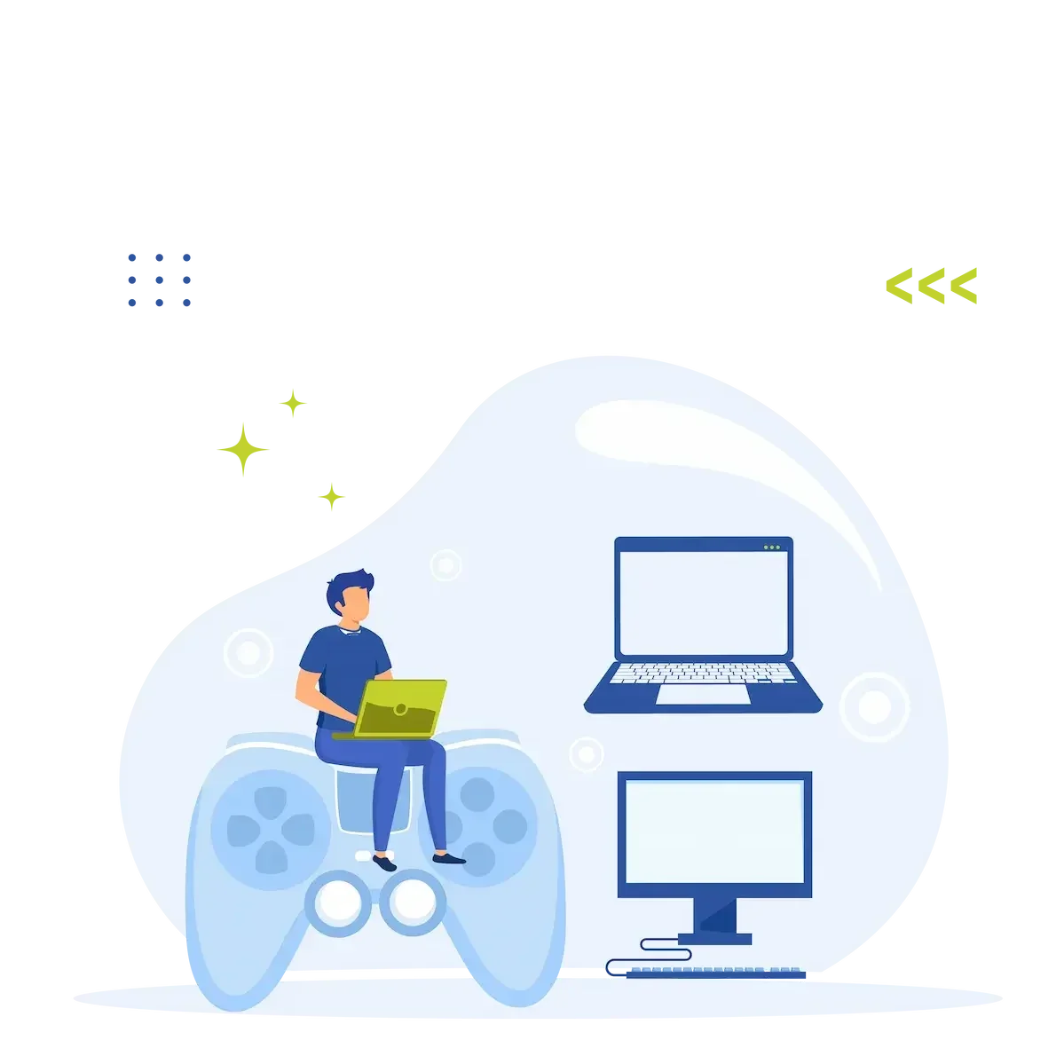 Casual Gamer Engaging with Digital Entertainment Technology Clipart Illustration