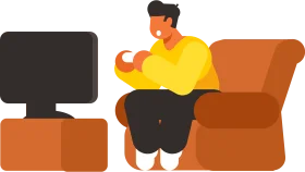 Casual Gamer Enjoying Digital Entertainment on Cozy Armchair Clipart Illustration