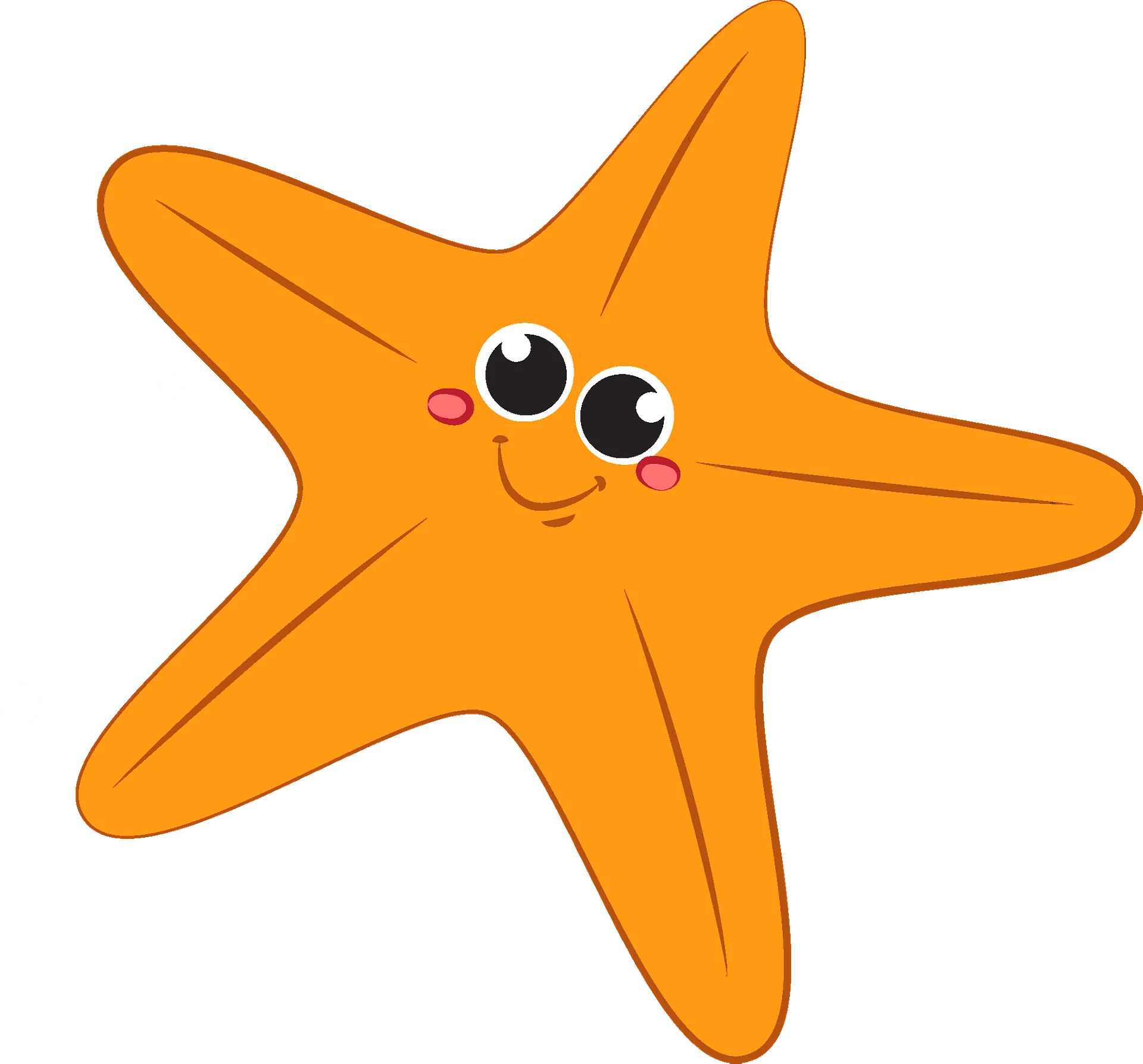 Adorable Orange Starfish Clipart with Cute Expressive Cartoon Face Design