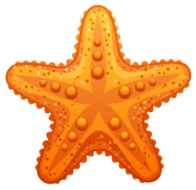Bright Orange Starfish Clipart with Textured Surface and Symmetrical Design