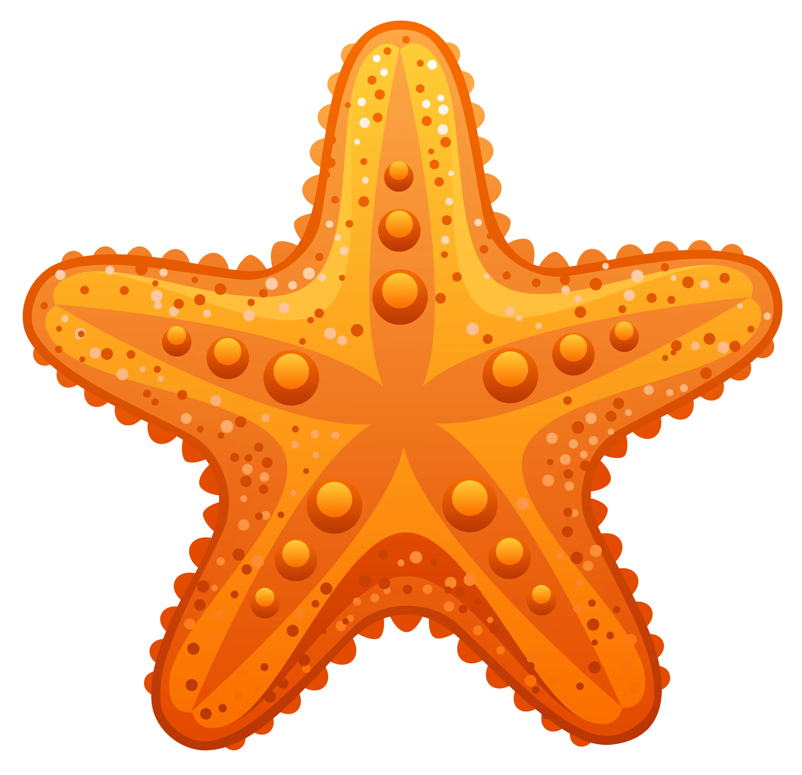 Bright Orange Starfish Clipart with Textured Surface and Symmetrical Design