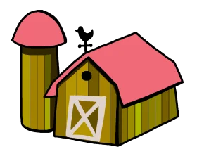 Charming Countryside Barn and Silo Clipart Illustration with Rustic Farm Aesthetic