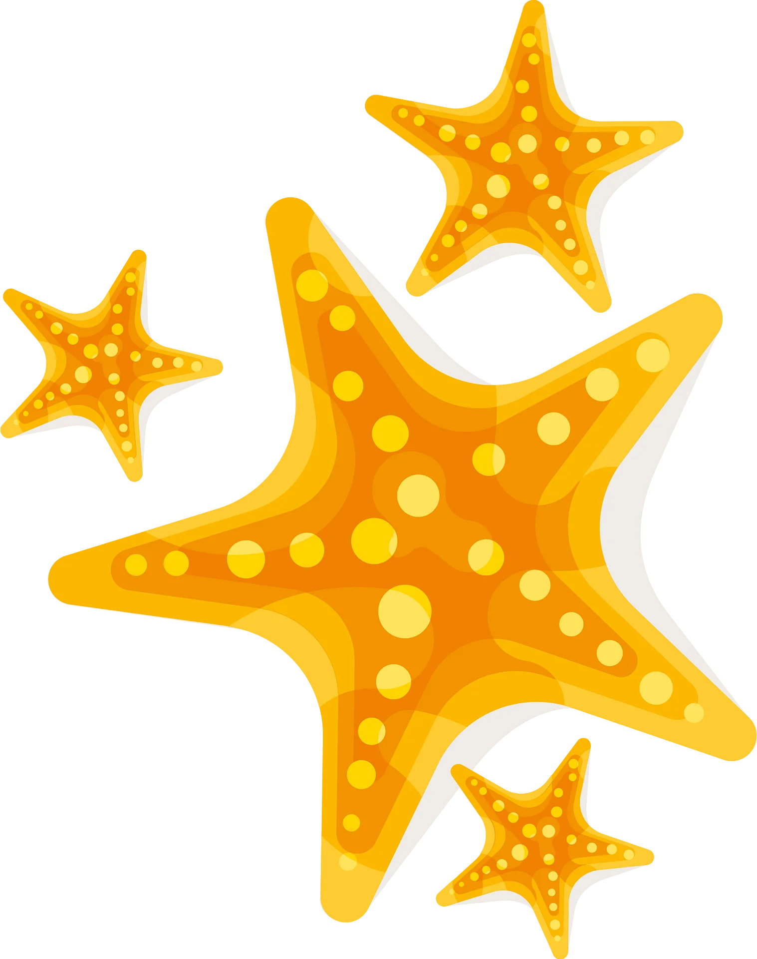 Cheerful Golden Starfish Clipart: Oceanic Marine Life Illustration Design